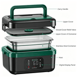 Darrahopens Appliances > Kitchen Appliances > Rice Cookers & Steamers Portable 1L Cordless Electric Heated Lunch Box 16000mAh 60W 304 Stainless Steel Black&Green