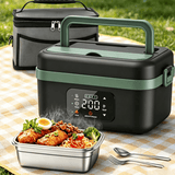 Darrahopens Appliances > Kitchen Appliances > Rice Cookers & Steamers Portable 1L Cordless Electric Heated Lunch Box 16000mAh 60W 304 Stainless Steel Black&Green