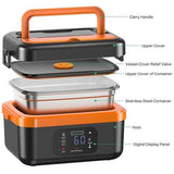 Darrahopens Appliances > Kitchen Appliances > Rice Cookers & Steamers Portable 1L Cordless Electric Heated Lunch Box 16000mAh 60W 304 Stainless Steel Black& orange