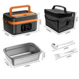 Darrahopens Appliances > Kitchen Appliances > Rice Cookers & Steamers Portable 1L Cordless Electric Heated Lunch Box 16000mAh 60W 304 Stainless Steel Black& orange