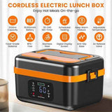 Darrahopens Appliances > Kitchen Appliances > Rice Cookers & Steamers Portable 1L Cordless Electric Heated Lunch Box 16000mAh 60W 304 Stainless Steel Black& orange