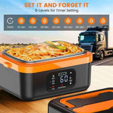 Darrahopens Appliances > Kitchen Appliances > Rice Cookers & Steamers Portable 1L Cordless Electric Heated Lunch Box 16000mAh 60W 304 Stainless Steel Black& orange