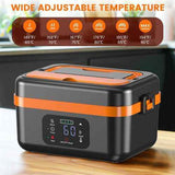 Darrahopens Appliances > Kitchen Appliances > Rice Cookers & Steamers Portable 1L Cordless Electric Heated Lunch Box 16000mAh 60W 304 Stainless Steel Black& orange