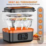 Darrahopens Appliances > Kitchen Appliances > Rice Cookers & Steamers Portable 1L Cordless Electric Heated Lunch Box 16000mAh 60W 304 Stainless Steel Black& orange