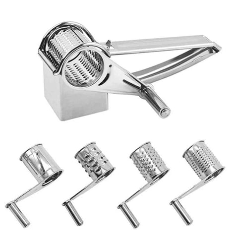 Darrahopens Appliances > Kitchen Appliances > Speciality Appliances Rotary Cheese Grater Stainless Steel Handheld Rotary Parmesan Grater Cheese Cutter Slicer Shredder with 4 Stainless Drum for Grating Hard Chocolate Nuts Kitchen Tool