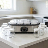 Darrahopens Appliances > Kitchen Appliances > Speciality Appliances Stainless Steel Home Yogurt Maker with 8 Glass Jars, 1400mL Capacity, Adjustable 20-55°C Temperature & 1-48h Timer for Homemade Yogurt, Smoothie, Jam, and Frozen Yogurt Desserts (Silver) In Australia - Darrahopens