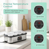 Darrahopens Appliances > Kitchen Appliances > Speciality Appliances Stainless Steel Home Yogurt Maker with 8 Glass Jars, 1400mL Capacity, Adjustable 20-55°C Temperature & 1-48h Timer for Homemade Yogurt, Smoothie, Jam, and Frozen Yogurt Desserts (Silver) In Australia - Darrahopens