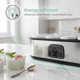 Darrahopens Appliances > Kitchen Appliances > Speciality Appliances Stainless Steel Home Yogurt Maker with 8 Glass Jars, 1400mL Capacity, Adjustable 20-55°C Temperature & 1-48h Timer for Homemade Yogurt, Smoothie, Jam, and Frozen Yogurt Desserts (Silver) In Australia - Darrahopens