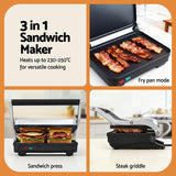 Darrahopens Appliances > Kitchen Appliances > Toasters & Grills Devanti 3 in 1 Sandwich Maker Steak Press Grill 1000W