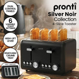 Darrahopens Appliances > Kitchen Appliances > Toasters & Grills Pronti Silver Noir Collection 4 Slice Toaster with Dual Controls