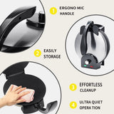 Darrahopens Appliances > Kitchen Appliances > Toasters & Grills Versatile Electric Crepe Maker and Pancake Machine with Non-Stick Heating Plates, Stainless Steel Body, and Adjustable Temperature Control for Home Kitchen Cooking of Pizzas, Tortillas, and More (Silver) In Australia - Darrahopens