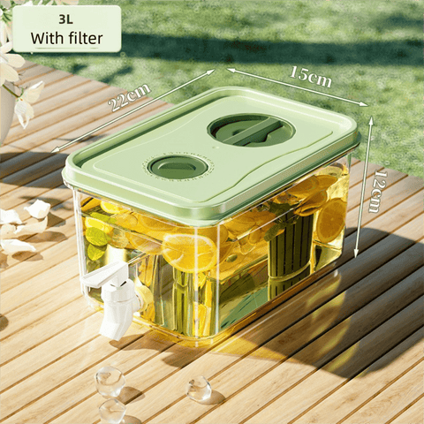 Darrahopens Appliances > Kitchen Appliances > Water Dispensers 3L Compact Fridge-Ready Cold Drink Dispenser with Spigot, Timer and Infuser Filter - Food-Grade PP & Heat Resistant Fruit Tea Tank