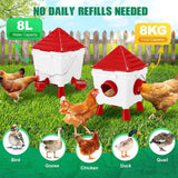 Darrahopens Appliances > Kitchen Appliances > Water Dispensers CARLA HOME Chicken Feeder Waterer Set, Automatic Gravity Dispenser with 8KG Food & 8L Water Capacity, 4 Ports & Cups, Clean Poultry Feeding for Coop, Duck, Quail, Hen