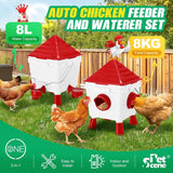 Darrahopens Appliances > Kitchen Appliances > Water Dispensers CARLA HOME Chicken Feeder Waterer Set, Automatic Gravity Dispenser with 8KG Food & 8L Water Capacity, 4 Ports & Cups, Clean Poultry Feeding for Coop, Duck, Quail, Hen