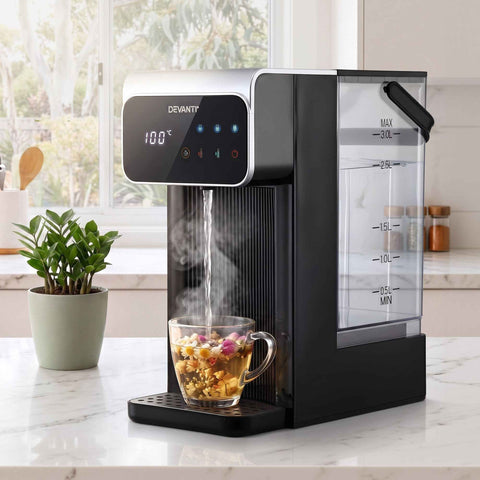 Devanti Instant Hot Water Dispenser 3L Heating Kettle 2400W Touch Control Water Black In Australia - Darrahopens