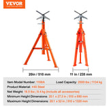 Darrahopens Appliances > Kitchen Appliances > Water Dispensers VEVOR Pipe Stand, 2500LBS Heavy Duty Pipe Jack Stands, 27.2"-52" Height Adjustable V Head Pipe Stand, 45# Steel Folding Jack Stand for 1/2-12 inches Pipes