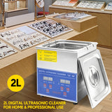 Darrahopens Appliances > Other Cleaning Appliances > Jewellery Cleaners 2L Ultrasonic Cleaner Lab-Grade Stainless Steel Ultrasonic Cleaning Machine Digital Heating Timer and Basket for Home and Commercial Jewellery Eyeglass