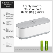 Darrahopens Appliances > Other Cleaning Appliances > Jewellery Cleaners Portable Battery Operated Sonic Vibration Jewellery & Glasses Cleaner - Cordless High Frequency Washing Box for Travel, Dentures & Rings (2x AAA Batteries Included)