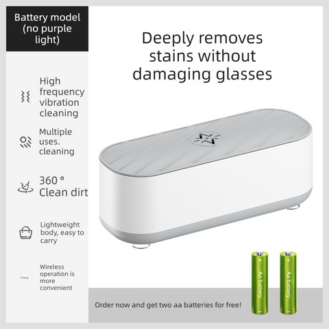 Darrahopens Appliances > Other Cleaning Appliances > Jewellery Cleaners Portable Battery Operated Sonic Vibration Jewellery & Glasses Cleaner - Cordless High Frequency Washing Box for Travel, Dentures & Rings (2x AAA Batteries Included)