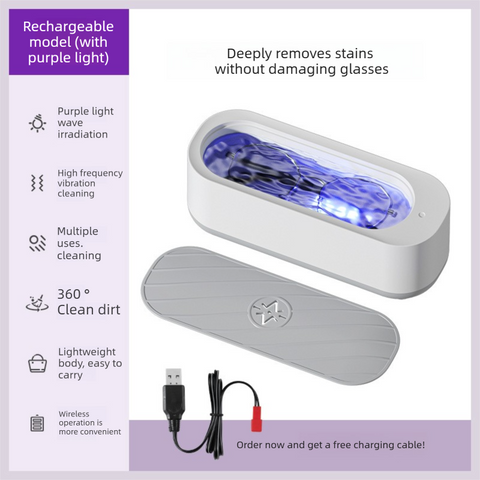 Darrahopens Appliances > Other Cleaning Appliances > Jewellery Cleaners Portable Sonic Vibration Jewellery & Glasses Cleaner Machine - Rechargeable High Frequency Washing Box with UV Light for Watches, Makeup Brushes & Dentures (White)