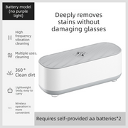 Darrahopens Appliances > Other Cleaning Appliances > Jewellery Cleaners Portable Sonic Vibration Jewellery & Glasses Cleaner - Wireless Battery Operated Washing Box for Travel, Dentures & Makeup Tools (Requires 2x AAA Batteries)