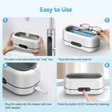 Darrahopens Appliances > Other Cleaning Appliances > Jewellery Cleaners Ultrasonic Jewelry Cleaner, 48KHz Ultrasonic Cleaner Machine for Jewelry, Eyeglasses, Rings, Watch Strap, Dentures- Dual Cleaning Modes, 304 Stainless Steel Tank