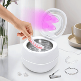 Darrahopens Appliances > Other Cleaning Appliances > Jewellery Cleaners Ultrasonic UV Cleaner Portable 42khz Dual Mode Cleaner 180-220ml with Chamber and Timer for Dentures Aligner Retainer Dental and Jewellery Cleaning Machine