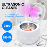 Darrahopens Appliances > Other Cleaning Appliances > Jewellery Cleaners Ultrasonic UV Cleaner Portable 42khz Dual Mode Cleaner 180-220ml with Chamber and Timer for Dentures Aligner Retainer Dental and Jewellery Cleaning Machine
