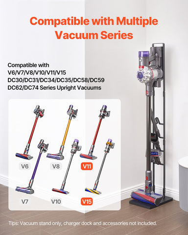Darrahopens Appliances > Other Cleaning Appliances > Steam cleaners VEVOR Vacuum Stand, Compatible With Dyson V6 V7 V8 V10 V11 V15, Stable Vacuum Stand Holder with 4 Hooks for Dyson DC30 DC31 DC34 DC35 DC58 DC59 DC62 D74 Cordless Upright Vacuum Cleaners & Accessories
