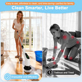 Darrahopens Appliances > Other Cleaning Appliances > Steam cleaners Wireless Electric Cleaning Brush with 8 Replaceable Heads – Adjustable Extendable Handle for Bathroom, Kitchen, Tiles & Car (White)