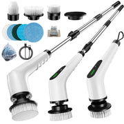 Darrahopens Appliances > Other Cleaning Appliances > Steam cleaners Wireless Electric Cleaning Brush with 8 Replaceable Heads – Adjustable Extendable Handle for Bathroom, Kitchen, Tiles & Car (White)
