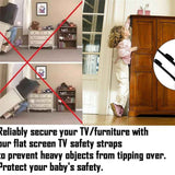Darrahopens Appliances > TV > TVs & Accessories 2 pack TV & Furniture Anti-Tip Safety Straps | Premium Parts | Mounting Hardware Included | Baby-Proof and Earthquake-Proof from Tipping