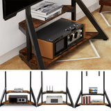 Darrahopens Appliances > TV > TVs & Accessories 2 Tiers Rustic Wood Shelves Heavy Duty Universal Tv Floor Stand For 32-75 Inches