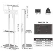 Darrahopens Appliances > TV > TVs & Accessories Minimalist Marble Textured Floor Tv Stand 40"-75" Strong Steel Tv Bracket Stable