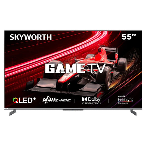 Darrahopens Appliances > TV > TVs & Accessories SKYWORTH 55" MagicSound Google TV, 144Hz UHD QLED+, 2.1.2 Sound, Built-in Subwoofer, Dolby Vision+Atmos, Eyecare TV, Find-my remote, Q7700G