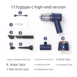 Darrahopens Appliances > Vacuum Cleaners > Stick Vacuums 2-in-1 Cordless Handheld Car Vacuum Cleaner 120W High Power Suction and Blower Portable Mini Duster for Auto and Home Blue