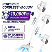 Darrahopens Appliances > Vacuum Cleaners > Stick Vacuums 4-in-1 cordless vacuum cleaner, 50000RPM motor, 10000Pa suction, 180° rotating brush head, dual speed settings, lightweight and convenient./white In Australia - Darrahopens