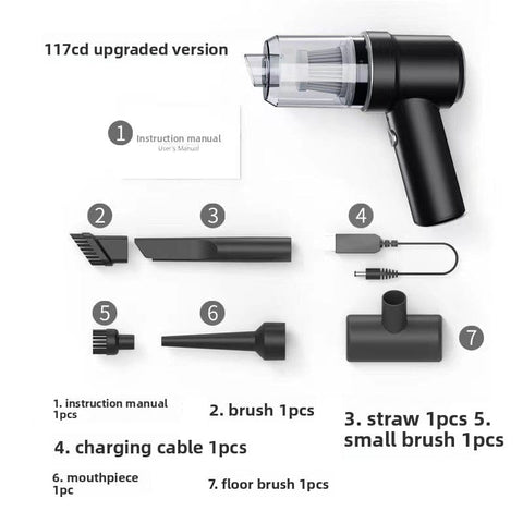 Darrahopens Appliances > Vacuum Cleaners > Stick Vacuums Cordless Handheld Car Vacuum Cleaner 2-in-1 Air Duster Blower 120W High Power Portable Mini Detailer for Auto Home Office Phantom Black