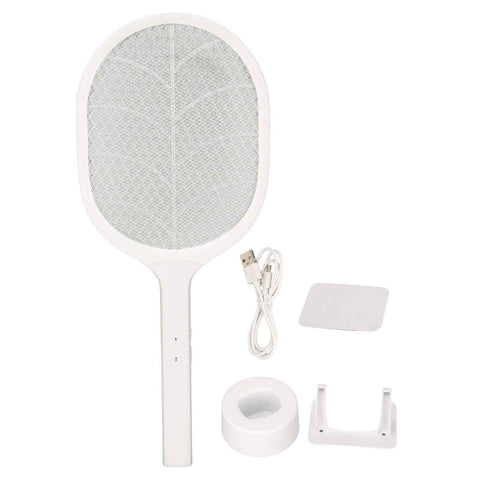 Electric Fly Swatter USB Charging Purple Light 3 Layers Safety Net Mosquito Swatter Racket with Base In Australia - Darrahopens