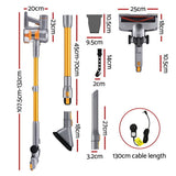 Darrahopens Appliances > Vacuum Cleaners > Vacuum Cleaner Accessories Devanti 300W Stick Vacuum Cleaner Cordless Self-Standing Golden