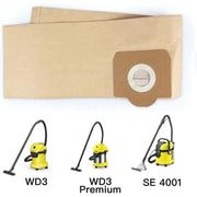 Darrahopens Appliances > Vacuum Cleaners > Vacuum Cleaner Accessories Karcher WD3 Vacuum Cleaner Bags, 5-pack straight vacuum cleaner bags for Karcher WD3, WD 3 Premium, WD3200, WD3500P, A2204, A2204, A2534, SE4001..