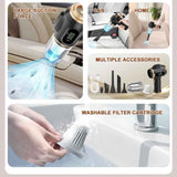 Darrahopens Appliances > Vacuum Cleaners > Vacuums 8-piece  Black Handheld Cordless Vacuum Cleaner & Air Duster 2-in-1(2 x 1500mAh), Portable Car and Home Cleaning Vacuum with Digital Display