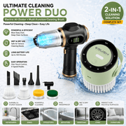 Darrahopens Appliances > Vacuum Cleaners > Vacuums Black and Green Cordless 2-in-1 Cleaning Kit  Vacuum cleaner(2 x 2000mAh) and Spin Scrubber Set（Includes three types of brush heads） for Home Car Kitchen Bathroom Cleaning