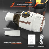 Darrahopens Appliances > Vacuum Cleaners > Vacuums Grey Rocket Desktop Vacuum Cleaner - USB Rechargeable, 500mAh Battery, Two Types of Suction Nozzles, Transparent Dustbin - Compact Handheld Vacuum for Keyboard, Eraser Shavings, Desk & Car Cleaning