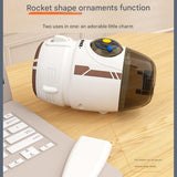 Darrahopens Appliances > Vacuum Cleaners > Vacuums Orange and Blue Rocket Desktop Vacuum Cleaner - USB Rechargeable, 500mAh Battery, Two Types of Suction Nozzles, Transparent Dustbin - Compact Handheld Vacuum for Keyboard, Eraser Shavings, Desk & Car Cleaning