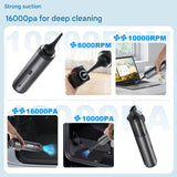 Darrahopens Appliances > Vacuum Cleaners > Vacuums Portable Cordless Handheld Vacuum Cleaner - 16000Pa Suction, 3x2000mAh Battery, Multiple Attachments(black)
