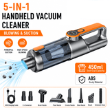 Darrahopens Appliances > Vacuum Cleaners > Vacuums Silver and Orange Cordless Handheld Vacuum Cleaner 17000Pa High Suction Portable Rechargeable 5 in 1 Car Home Cleaning Device Multi Function Dust Removal Tool Lightweight Easy Clean ECO MAX Modes