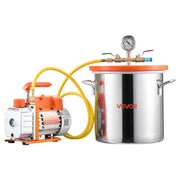Darrahopens Appliances > Vacuum Cleaners > Vacuums VEVOR 11.36 L Vacuum Chamber with Pump, 3.5 CFM 99 L/min, Single Stage Vacuum Pump, Stainless Steel Degassing Chamber Kit, Tempered Glass Lid, 1.5 m Hose, for Stabilizing Wood Degassing Silicone Resin