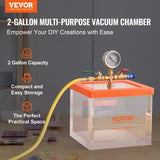 Darrahopens Appliances > Vacuum Cleaners > Vacuums VEVOR 2 Gallon Vacuum Chamber, Upgraded Multipurpose Acrylic Vacuum Degassing Chamber, Transparent Vacuum Chamber, for Resin Degassing, Silica Gel Degassing, Gypsum Degassing and Vacuum Extraction