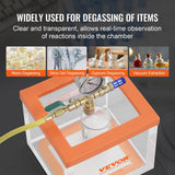 Darrahopens Appliances > Vacuum Cleaners > Vacuums VEVOR 2 Gallon Vacuum Chamber, Upgraded Multipurpose Acrylic Vacuum Degassing Chamber, Transparent Vacuum Chamber, for Resin Degassing, Silica Gel Degassing, Gypsum Degassing and Vacuum Extraction